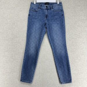 White House Black Market Jeans Womens 6 Blue Mid Rise Skinny Ankle Studded Denim